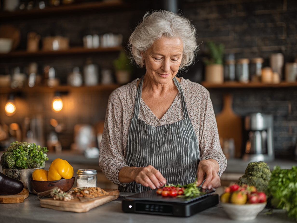 Nutritionist working with elderly client